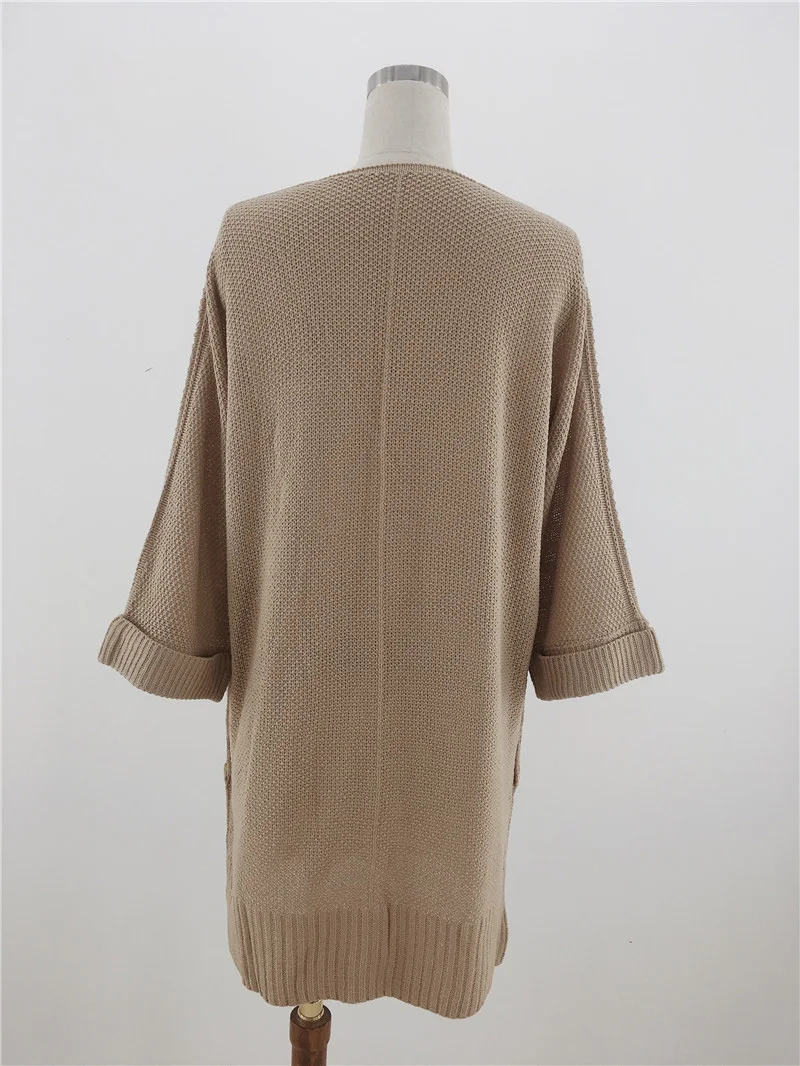 Fitshinling Boho длинный кардиган, зимнее пальто, Женский однотонный тонкий вязаный жакет с разрезом по бокам, женский корейский Кардиган, Свитер