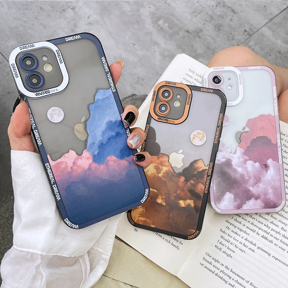 Luxurious Case For Apple iPhone 11 Pro Max Soft TPU Phone Cover Fundas 13 12PRO Scenery Sunset Cloud Painted Shell | Мобильные
