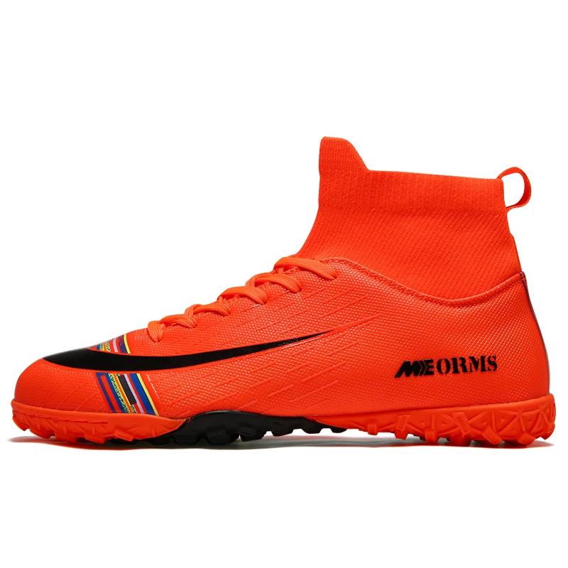 Мужские футбольные бутсы для тренировок AG/TF, футбольные бутсы для улицы, футбольные бутсы с высоким голенищем, мужские футбольные бутсы, оригинальные футбольные кроссовки - Цвет: orange turf sole