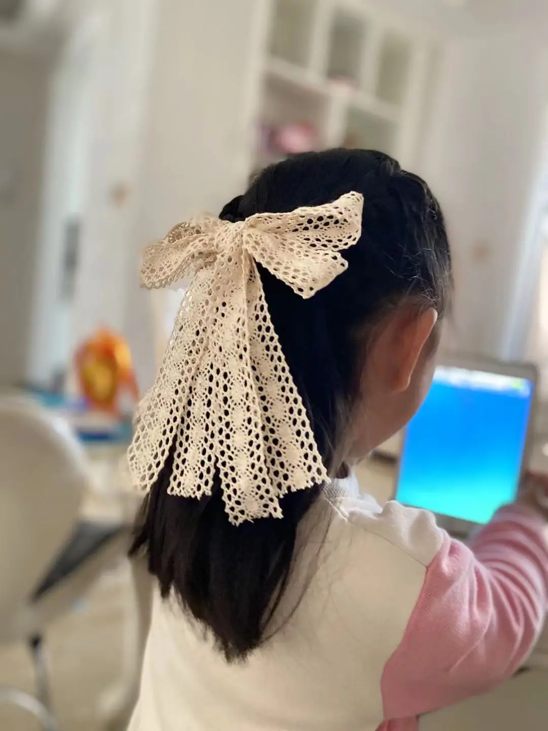 6 Inches NEW summer large Lace bow hairband hair alligater clip  for girls and women barette