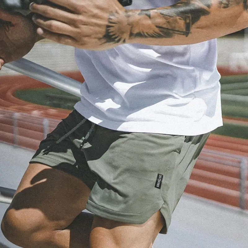 Новые мужские шорты для бега мужские s 2 в 1 спортивные мужские двухслойные быстросохнущие спортивные шорты 03KF