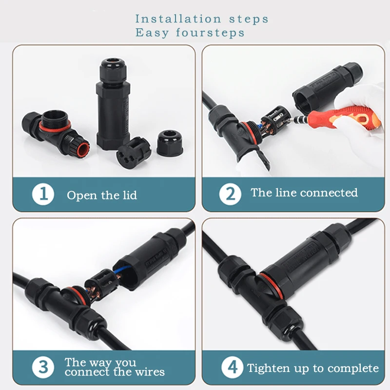 IP68 Waterproof Connector 2 Pin 3 Pin 4 Pin 5 Pin Electrical Terminal Adapter Wire Connector Screw Pin connector LED Light pin