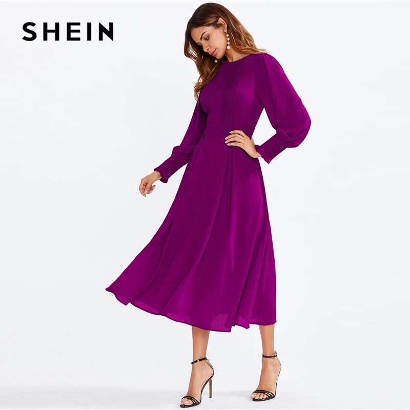 Плиссированное Платье SHEIN с оборками на манжетах и расклешенными рукавами