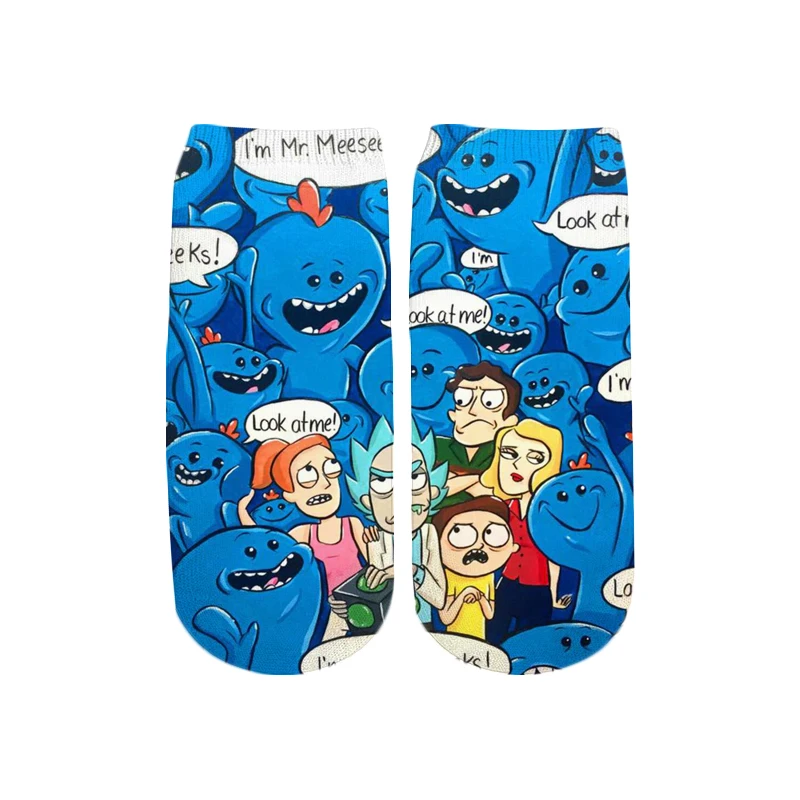 PLstar Cosmos/Новинка года; милые короткие носки с 3D принтом с героями мультфильмов Rick and Morty для мужчин и женщин; корейские носки в стиле Харадзюку; WZ777 - Цвет: color as the picture