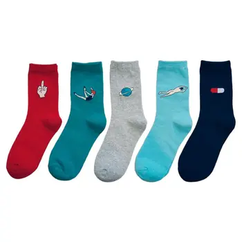 

2020 New 5 Pairs Women Novelty Funny Cotton Socks Cartoon Naked Men Candy Color Hosiery