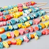 Baby Montessori Wooden Toys Cartoon Animal Fruit Geometry Block stringing beaded Toys Threading Lacing Beads Beading Game 1