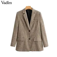 Vadim женский модный твидовый блейзер с узором "гусиная лапка", зубчатый воротник, длинный рукав, карманы, пальто, деловая офисная одежда, Стильные топы CA623