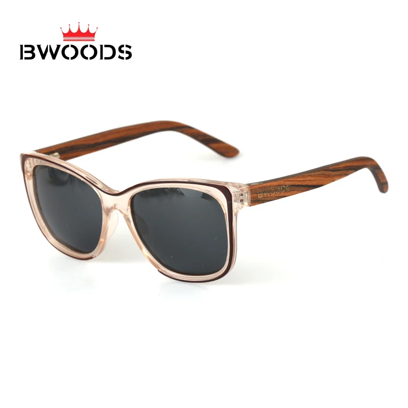 Pink w Grey Lens Красивые женские стильные поляризованные солнцезащитные очки UV400 деревянные солнцезащитные очки для компьютера - Цвет линз: Pink w Grey Lens