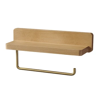 

Bathroom Washroom Drilling Home Decor With Shelf Solid Wood Hardware Hanger Toilet Paper Holder Accessories Wall Mounted Hotel