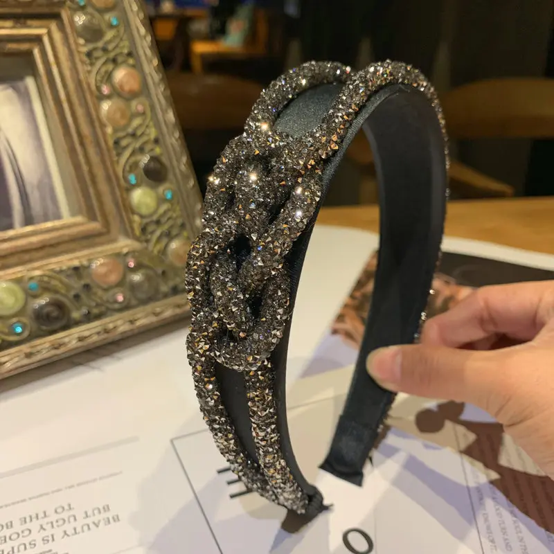 

2020 new Shiny Luxury Knotted Hair Band High Quality Hair Hoop Accessories for Women girls Crystal Classic Headbands Ornaments