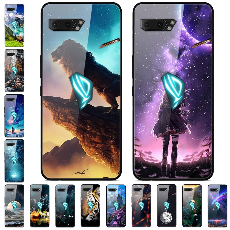 6.59'' For Asus ROG Phone II ZS660KL Case Tempered Glass Hard Back Cover 3 ZS661KS Cases Phone2 Coque | Мобильные телефоны