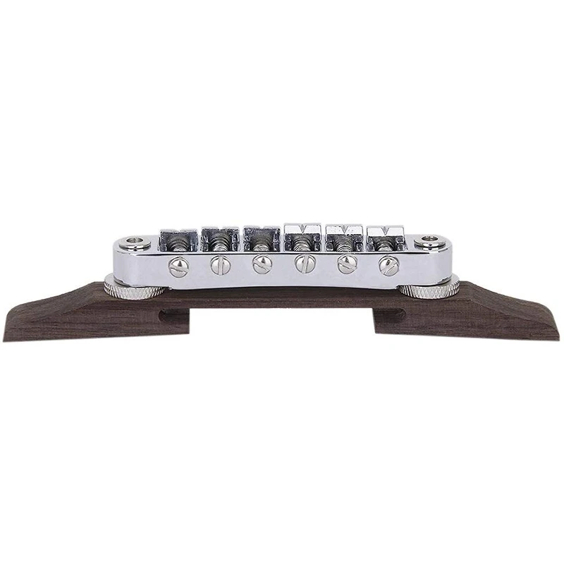 

Guitar Rosewood Bridge with Chrome Plated Regular Saddles Adjustable Pour Jazz Guitar