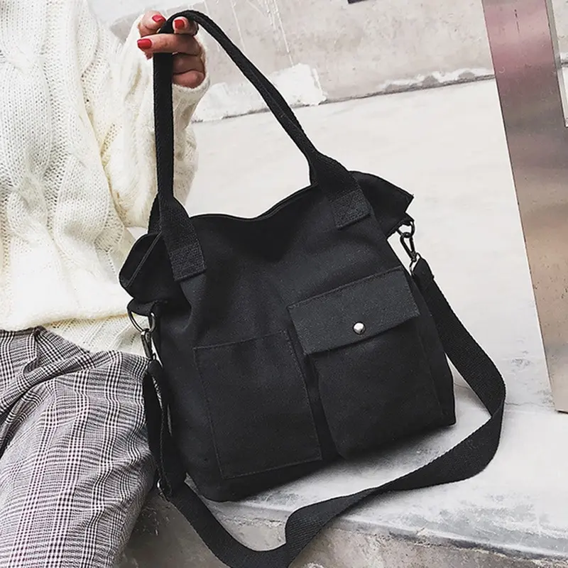 Crossbody Bag For Women Handbags Soft Canvas Bag Large Capacity Retro Shopping Bag Casual Hasp Ladies One Shoulder Tote Bags