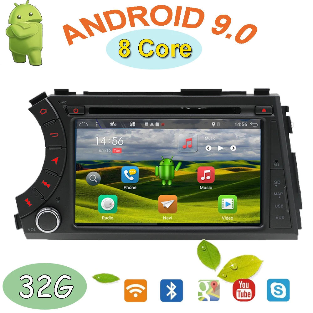 

2 din car dvd gps player for ssangyong Kyron Actyon car radio Android 9.0 Octa Core Wifi BT radio 2GB RAM 1024*600 screen RDS