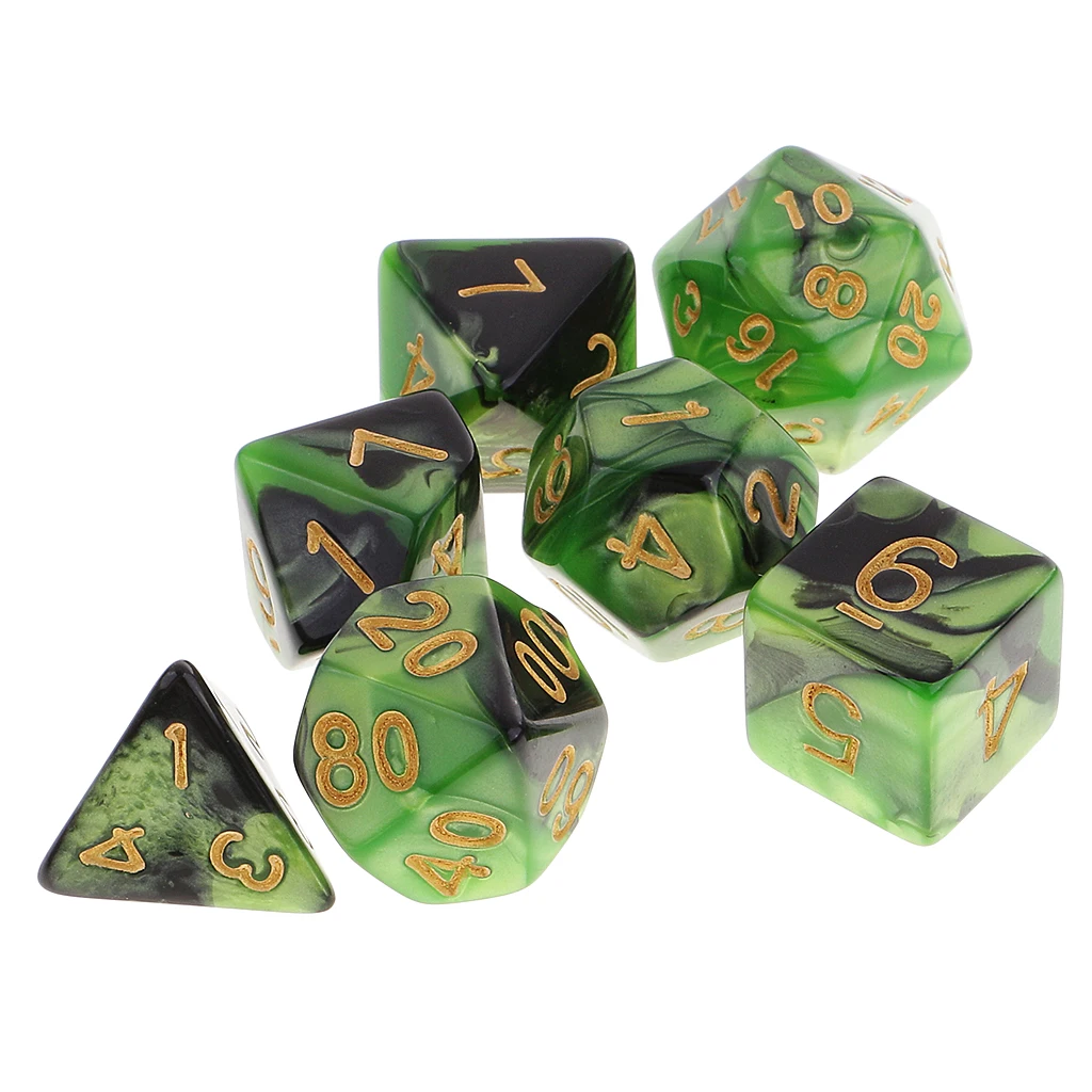 7Pcs Polyhedral Dice Double-Colors Polyhedral Game Dice for RPG Dungeons and Dragons DND RPG MTG D20 D12 D10 D8 D6 D4 Table Game