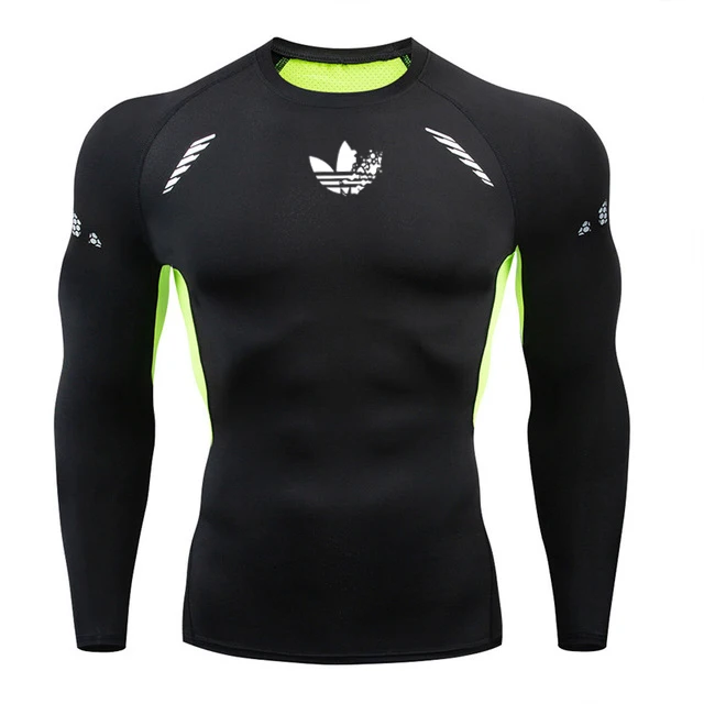 

Compression tight T-shirt men Sport Running Shirt Rashgard Quick Dry Bodybuilding sportswear Gym Long Sleeves print tight Shirts