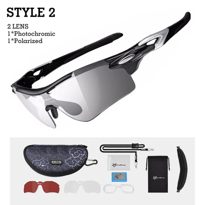 Style 2 ROCKBROS очки для велосипеда, поляризованные Фотохроматические велосипедные очки, походные солнцезащитные очки для рыбалки, лыжные очки, очки для велоспорта - Цвет: Style 2