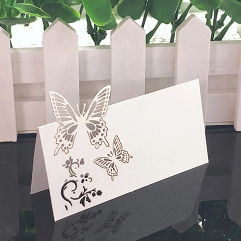 White Lace Name Place Cards Wedding Decoration Table Decor Table Name Message Greeting Card Party Christmas Decoration 50pcs