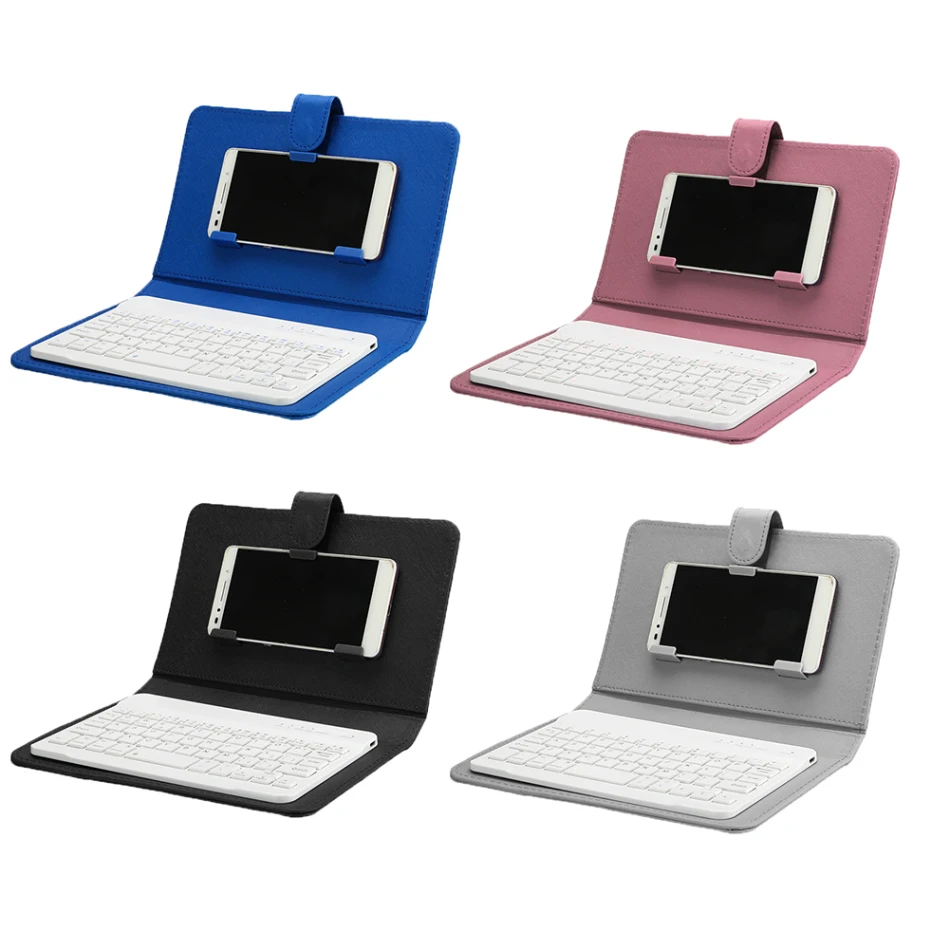  Portable PU Leather Wireless Keyboard Case for iPhone Protective Mobile Phone with Bluetooth Keyboa