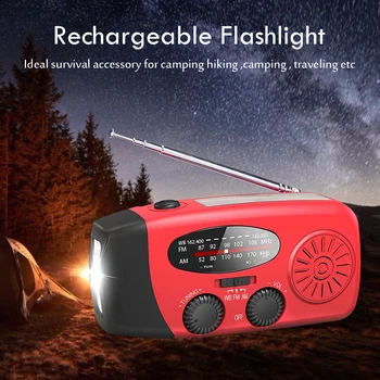 

FM AM WB NOAA Weather Radio High Sensitivity Clear Volume Radio Multifunctional Radio Hand Crank Solar USB Charging