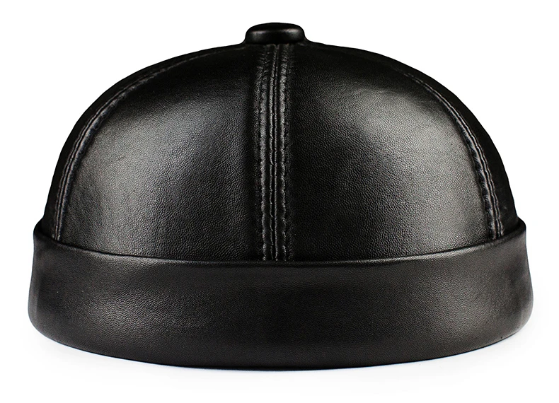 Echt Leder Retro Hut Casual Vermieter Chinesischen-Stil Hut Schaffell Kappe Dünne Runde Caps Fashion Winter Und Herbst Luxus hüte – Detail 8