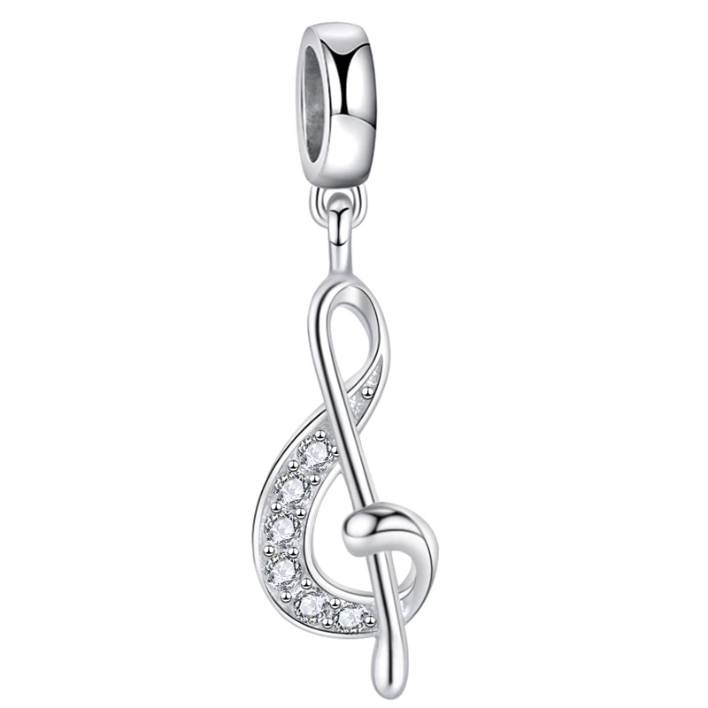 

Strollgirl new 100% 925 Sterling Silver Note Pendant Charms Zircon Beads Bracelet for Pandora Women Valentine Gift Free Shipping