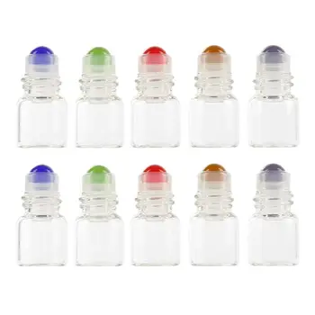 

10Pcs/Pack 1ml Transparent Glass Roll on Bottle Sample Test Essential Oil Vials with Roller For Travel Cosmetic Container