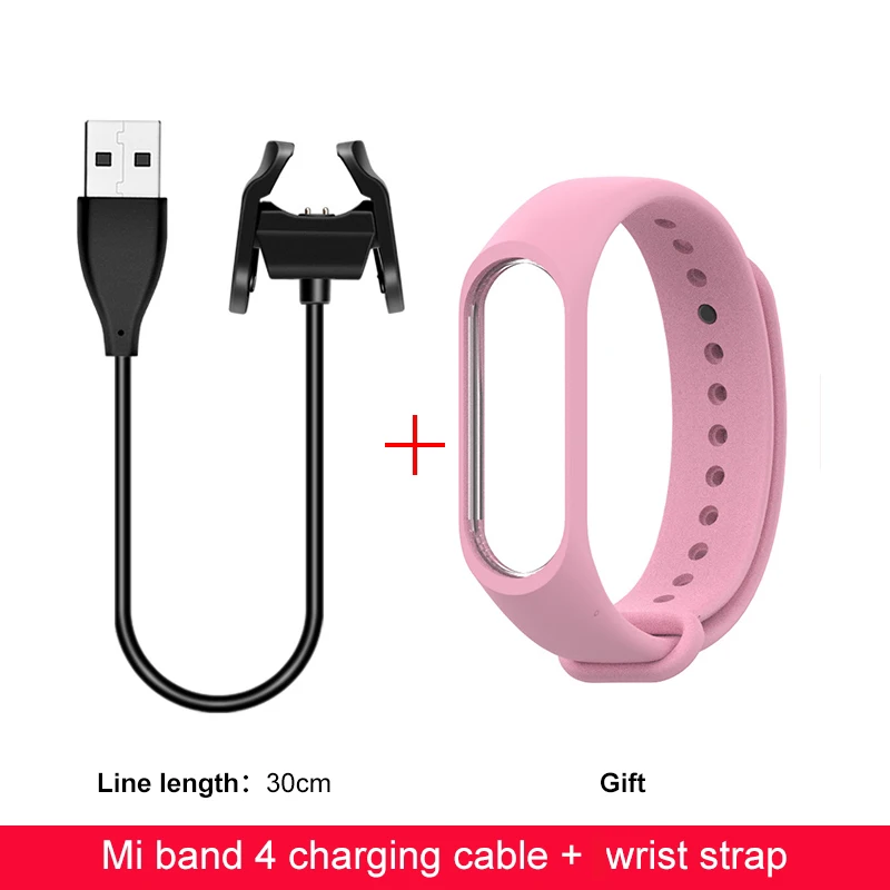IONCT USB зарядное устройство для Xiaomi mi Band 4 зарядное устройство Сменный адаптер кабель зажим аксессуары mi Band 4 зарядная кабельная линия зарядка - Цвет: Розовый песок