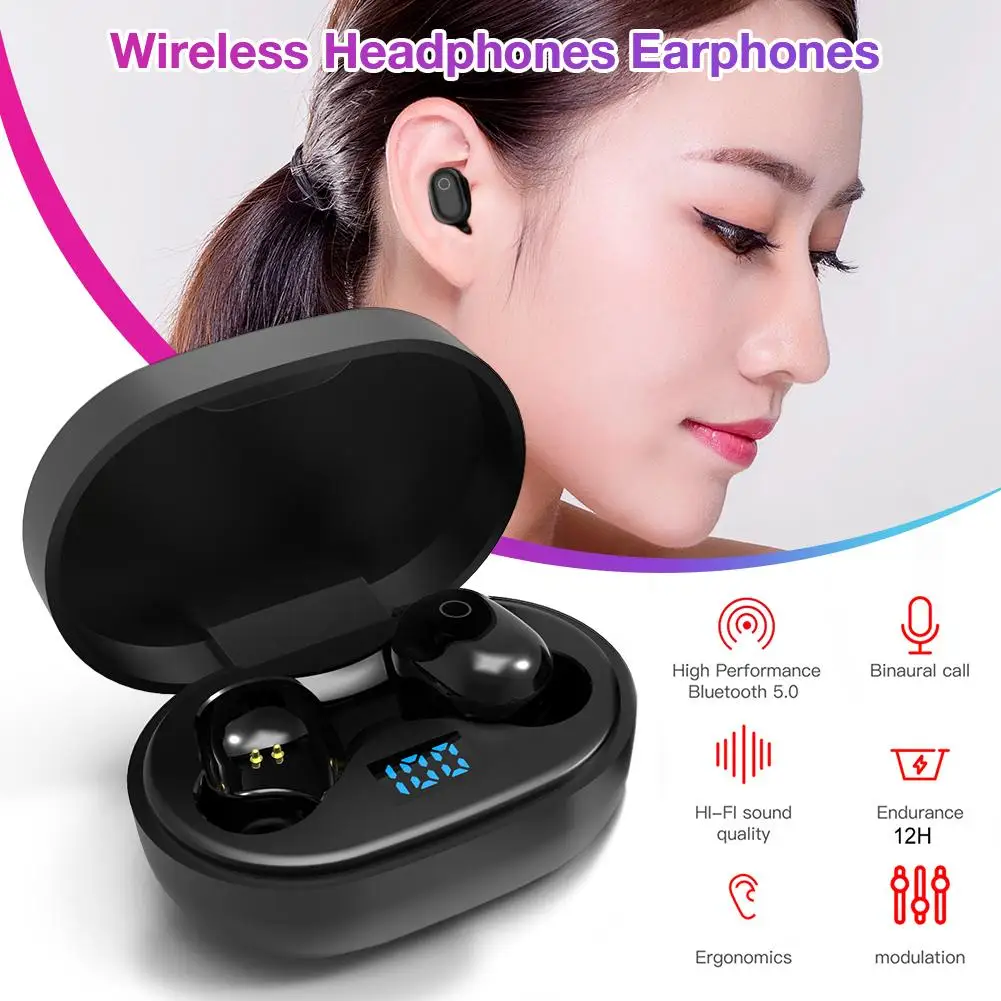TWS Bluetooth наушники беспроводные Bluetooth 5,0 гарнитура спортивные наушники-вкладыши с цифровым дисплеем беспроводные Bluetooth наушники