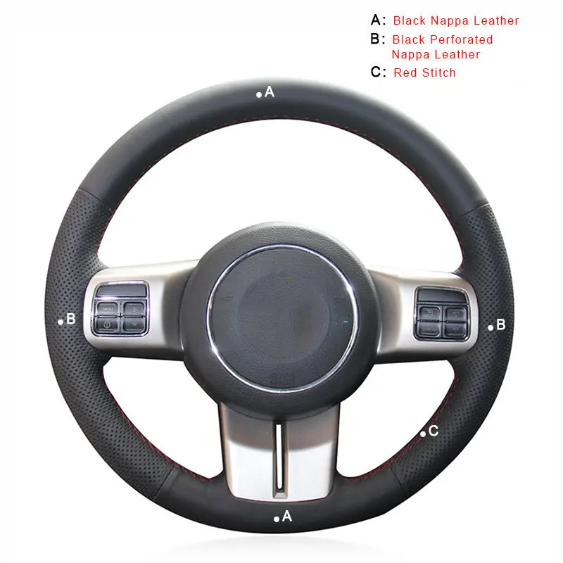 Top Layer Leather Авто оплетка на руле Крышка для Jeep Grand Cherokee 2011-2013 компас Вранглер Патриот 2011- Стильный чехол для автомобиля - Название цвета: Top Layer Leather