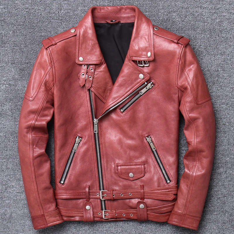 

Streetwear Natural Genuine Leather Jacket Men Clothes 2020 Korean Fashion Short Moto Biker 100% Sheepskin Coat Hiver 7003
