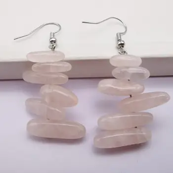 

Natural Handmade Rose Crystal Stone Beads GEM Earrings Jewelry T302