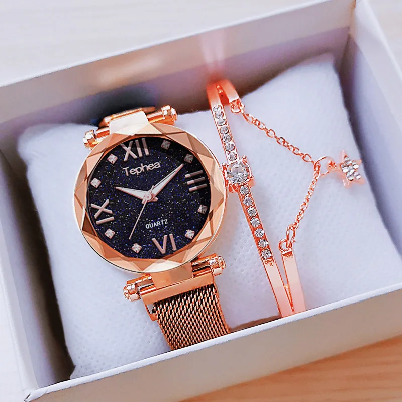

Tephea Luxury Rose Gold Women Watches 2019 Magnetic Starry Sky Wristwatch For Ladies Female Clock Reloj Mujer Relogio Feminino