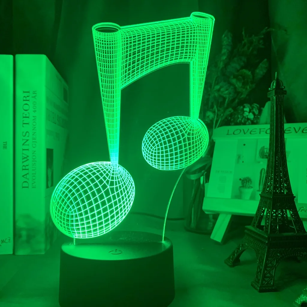 

Acrylic 3d Illusion Baby Night Light Musical Note Hologram Nightlight Led Touch Sensor Colorful Usb Battery Powered Bedside Lamp