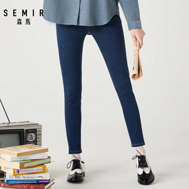 SEMIR джинсы женские утепленные брюки Зима Новые узкие брюки ins стрейч узкие брюки для женщин