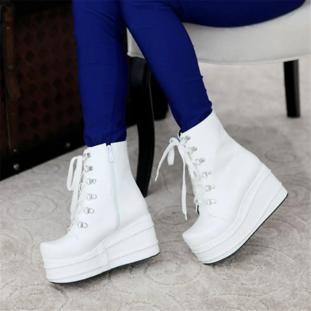 

Lapolaka 2019 INS HOT Big Size 31-49 Platform Wedge Heels Ankle Boots Woman Shoes Casual Cool Shoes Women Cosplay Boot Female