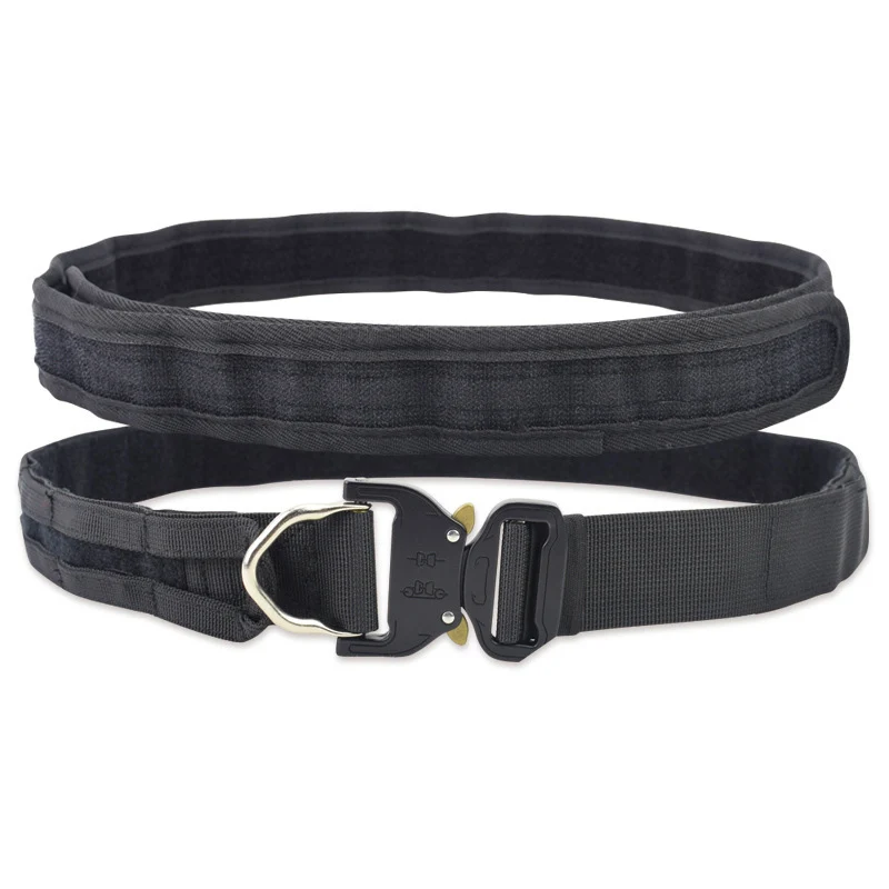 

Nylon Tactical Double Belt Men Outdoor Training Belts Aluminum Alloy Military Buckle Belt Climbing Working Hunting Black Belt