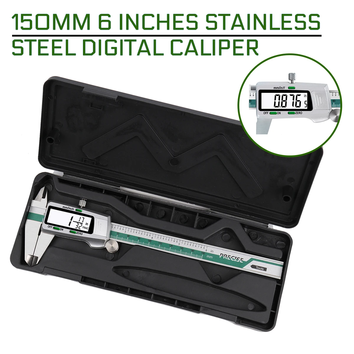 6 дюймов Сталь цифровой штангенциркуль с нониусом из нержавеющей стали 150 мм