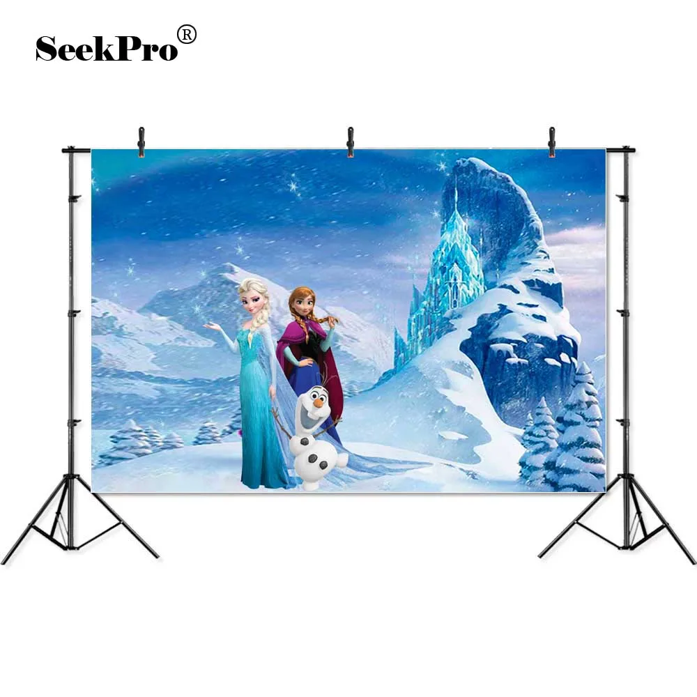 

Personalized Photography backdrop Cartoon Frozen Party Crystal Princess Birthday Party photo background photo studio