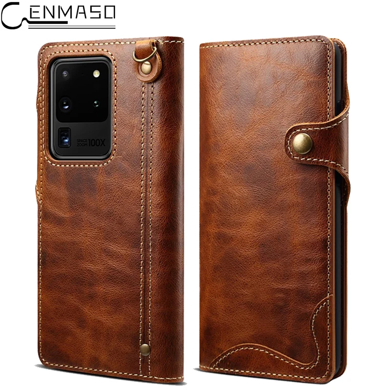 Genuine Leather For Samsung S20 Ultra Note 20 10 Plus Case Wallet Flip Case for Samsung Galaxy S21 S9 S10 Plus Note 8 9 10 Case