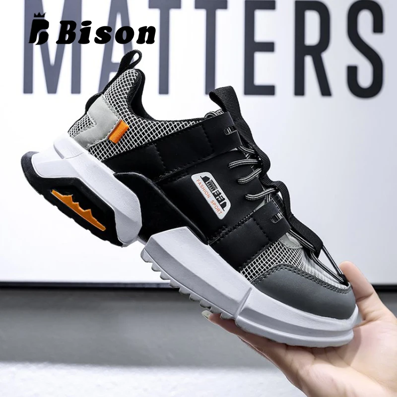 Bison 2019 Men's Fashion Platform Sneakers Casual Mesh Light Breathable Lace-up Daddy Chunky Sport For Male Outdoor | Обувь