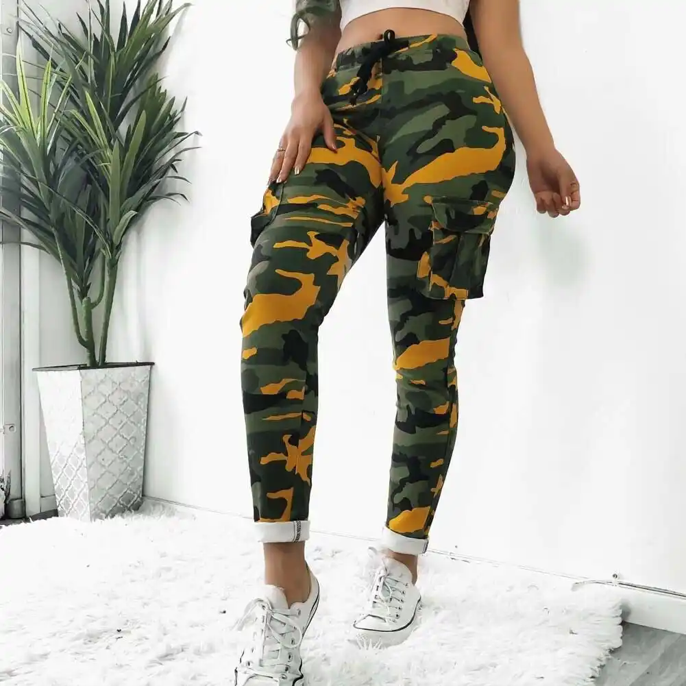 plus size yellow camo pants