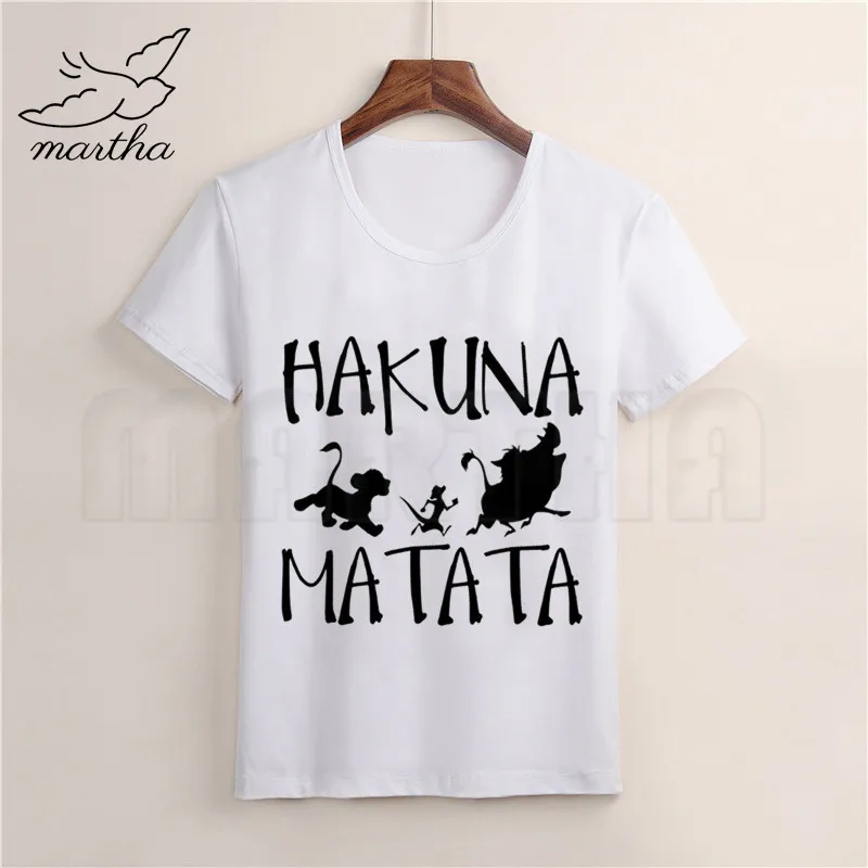 Hakuna Matata/белая футболка летние повседневные футболки с короткими рукавами для мальчиков детские модные топы, летняя футболка для девочек