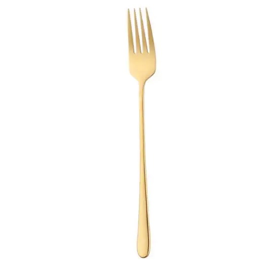 6pcs Gold Набор обеденных вилок из нержавеющей стали, 6 шт., корейские цветные Десертные Вилки с длинной ручкой, золотые, синие, вечерние вилки для отеля - Цвет: 6pcs Gold