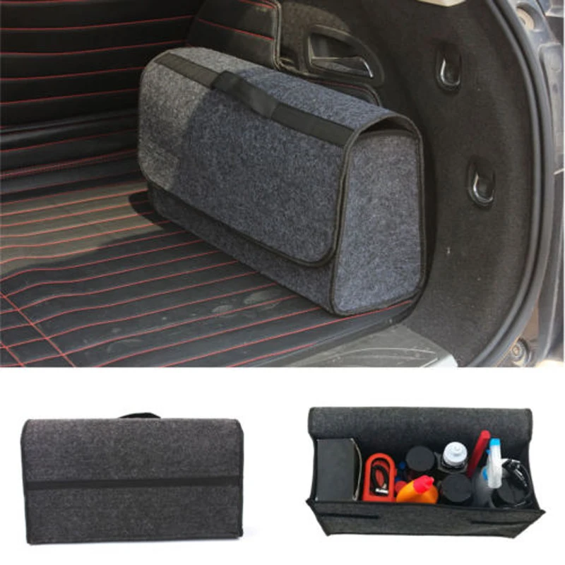 

2020 Car Trunk Bag New Style Large Anti Slip Compartment Boot Storage Organiser Gray Case Utility Soft Felt Tool Bag