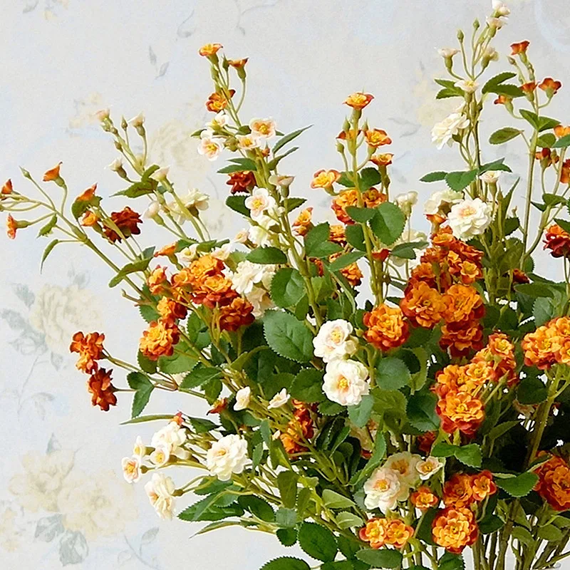 36 Head/bouquet Head Small Bud Roses Artificial Flowers Silk For Home Decoration Fake Flowers Outdoor Backdrop Wedding Decorate