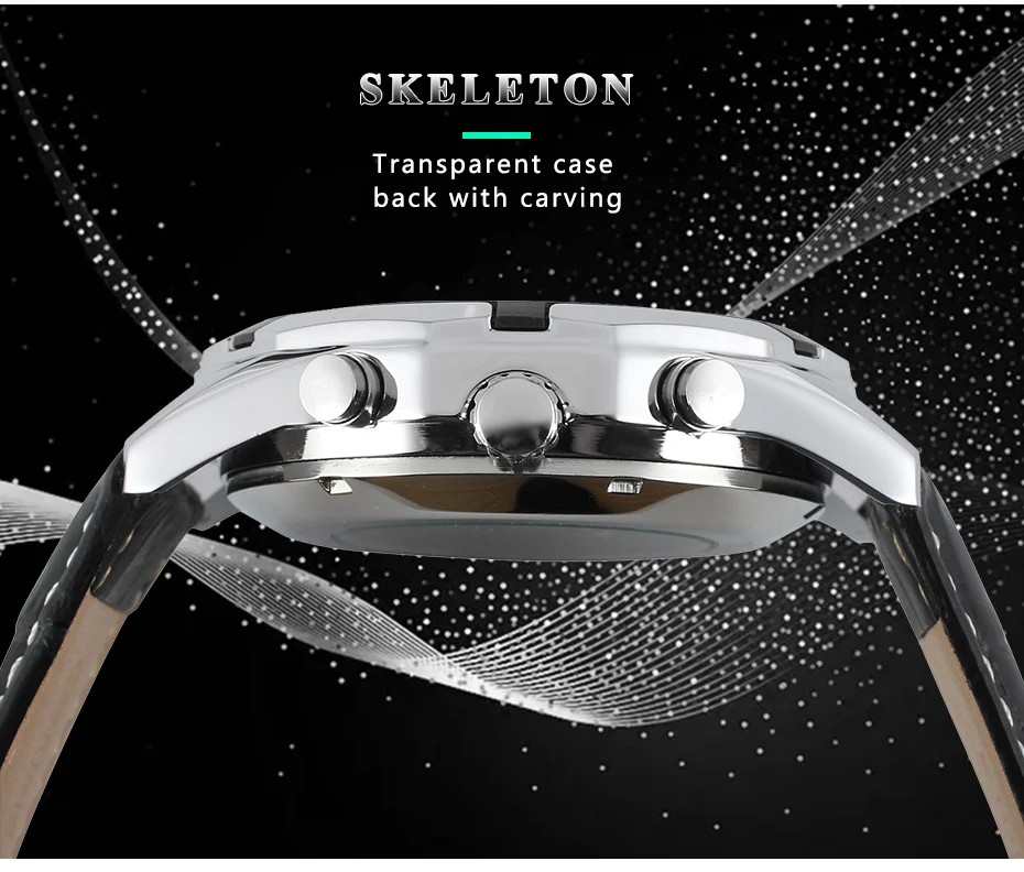 FORSINING Luxury Brand Men Automatic Mechanical Watch Men's Black Leather Band Canlendar Tourbillon Skeleton Wrist Watches