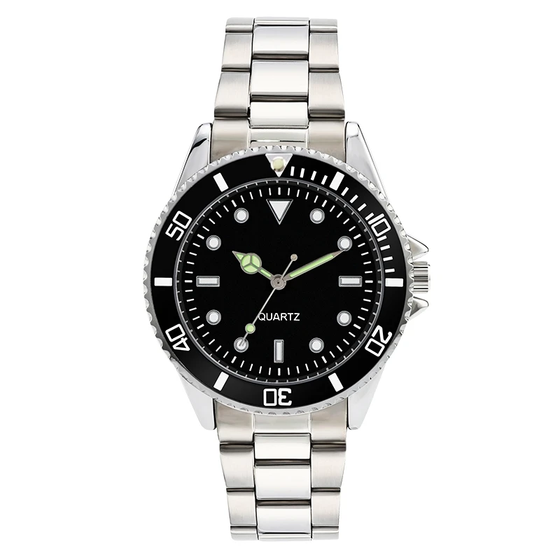 Ceny 304 pasek ze stali nierdzewnej zegarek biznesowy dla mężczyzn luksusowe męskie zegarki wodoodporny obrotowy bezel czarna tarcza