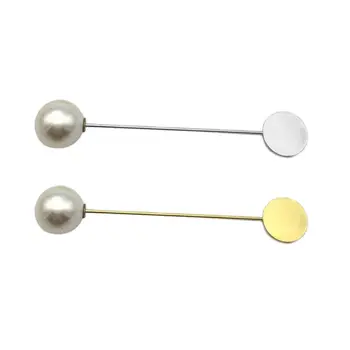 

10Pcs Round Tray Lapel Stick Pearl Brooch Pin Suit Hat Scarf Badge DIY Costume Jewelry Findings