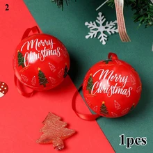  7cm Christmas Tree Decor Ball Bauble Printed Xmas Party Hanging Ball Ornament for Home Christmas Decorations Candy Cans Gift 